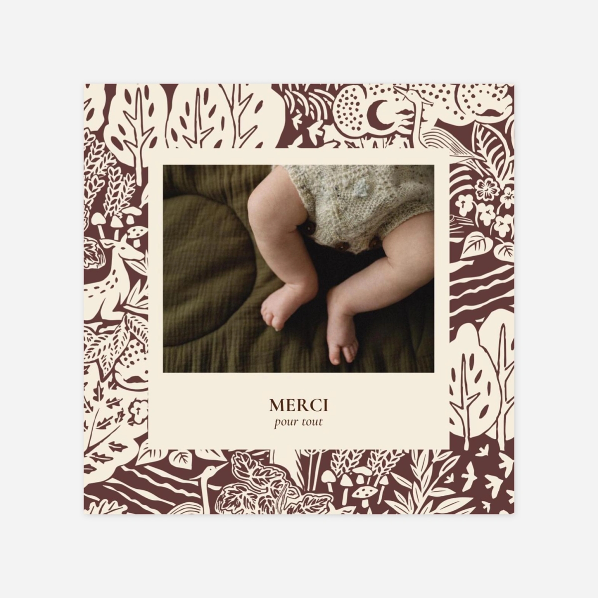 Carte remerciement naissance Bosquet