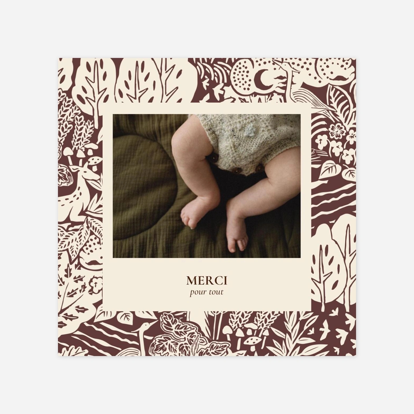 Carte remerciement naissance Bosquet