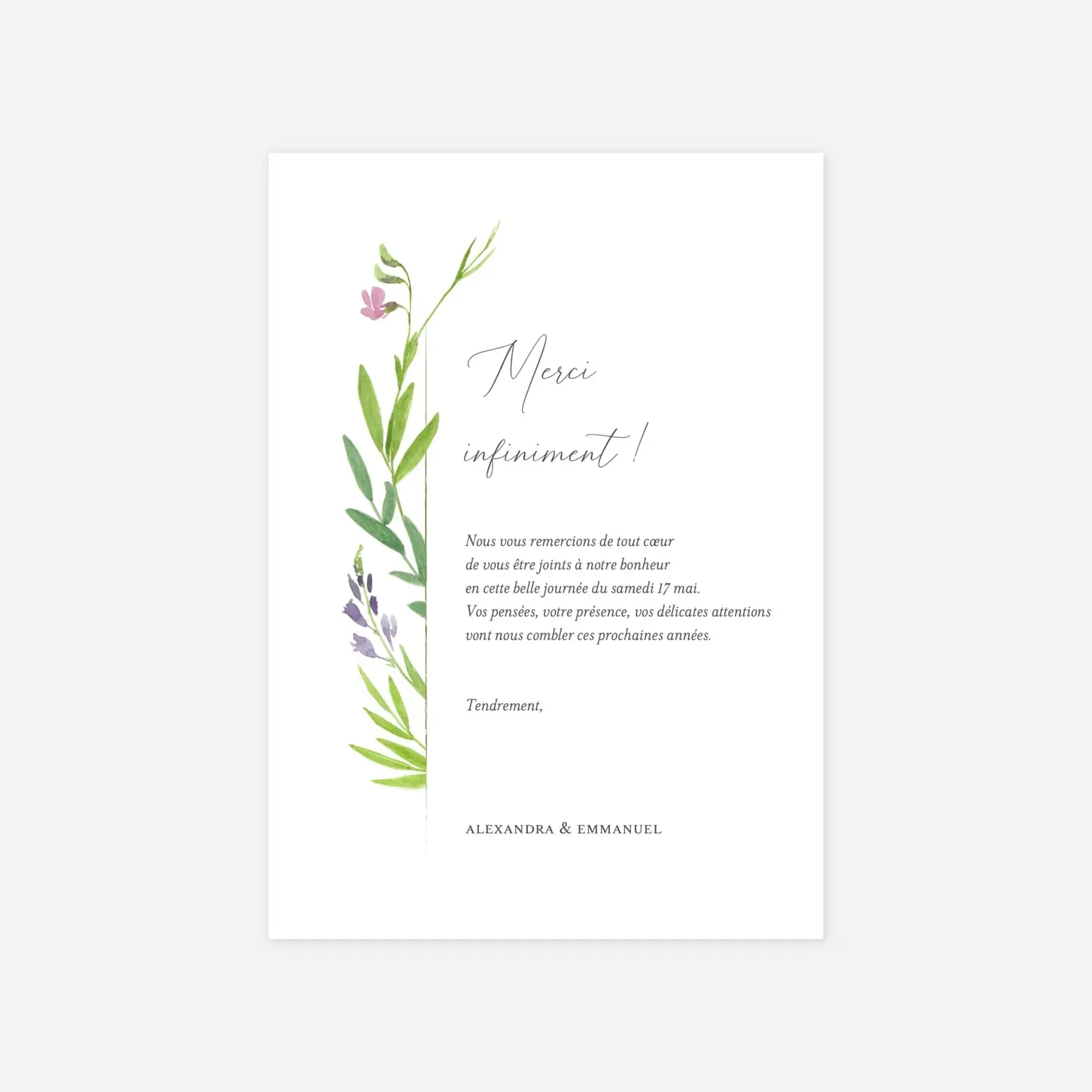 Carte de remerciements Bucolique