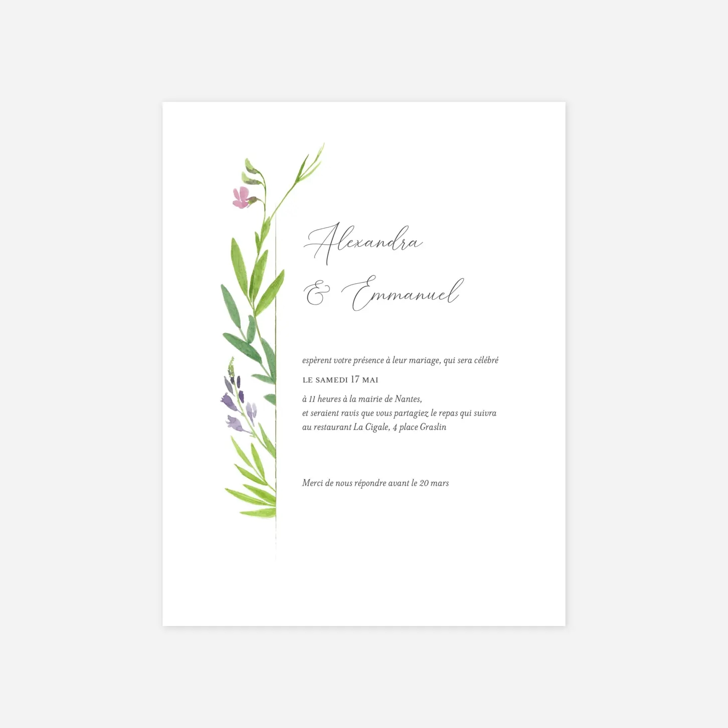 Faire-part mariage Bucolique