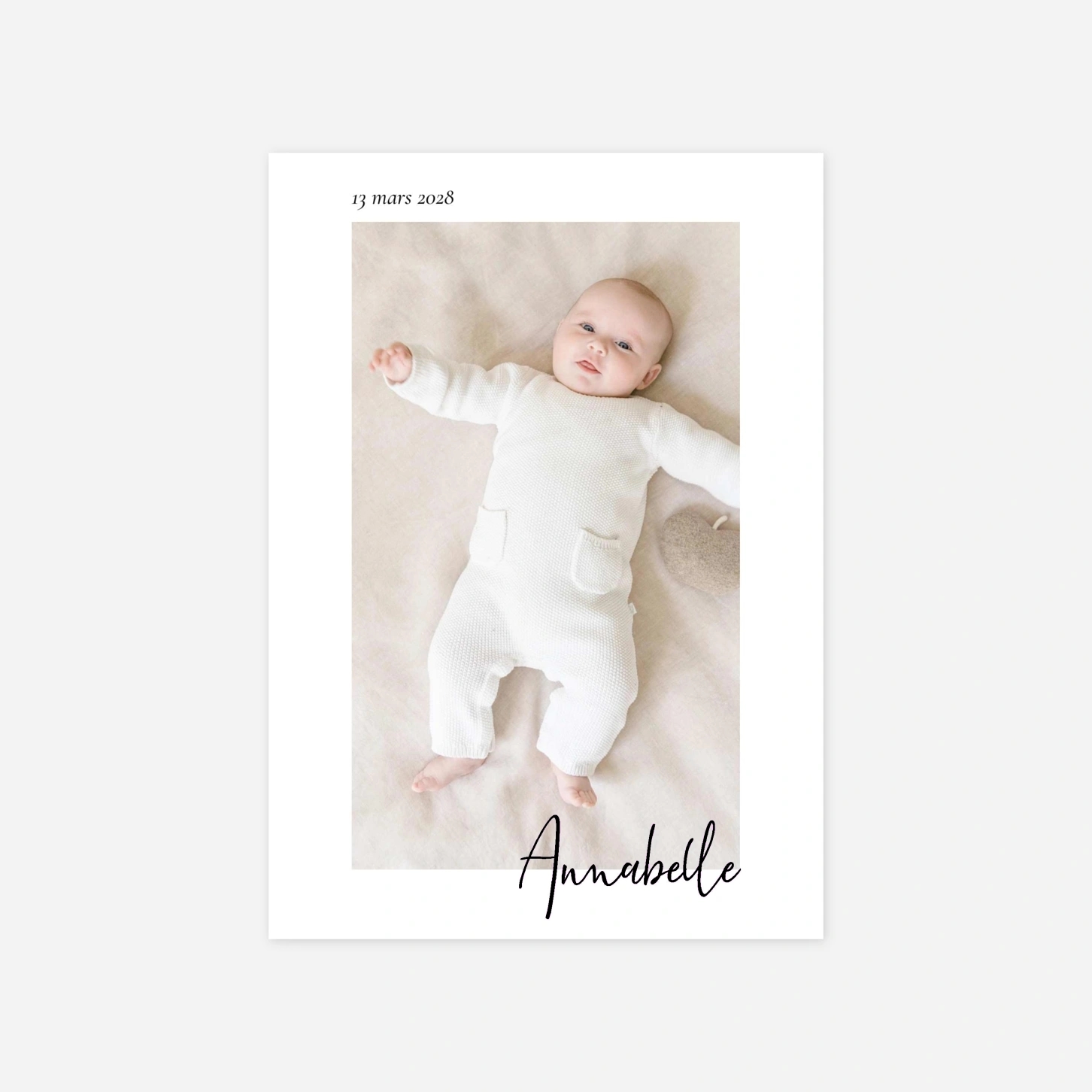 Faire-part naissance Cadre calligraphie