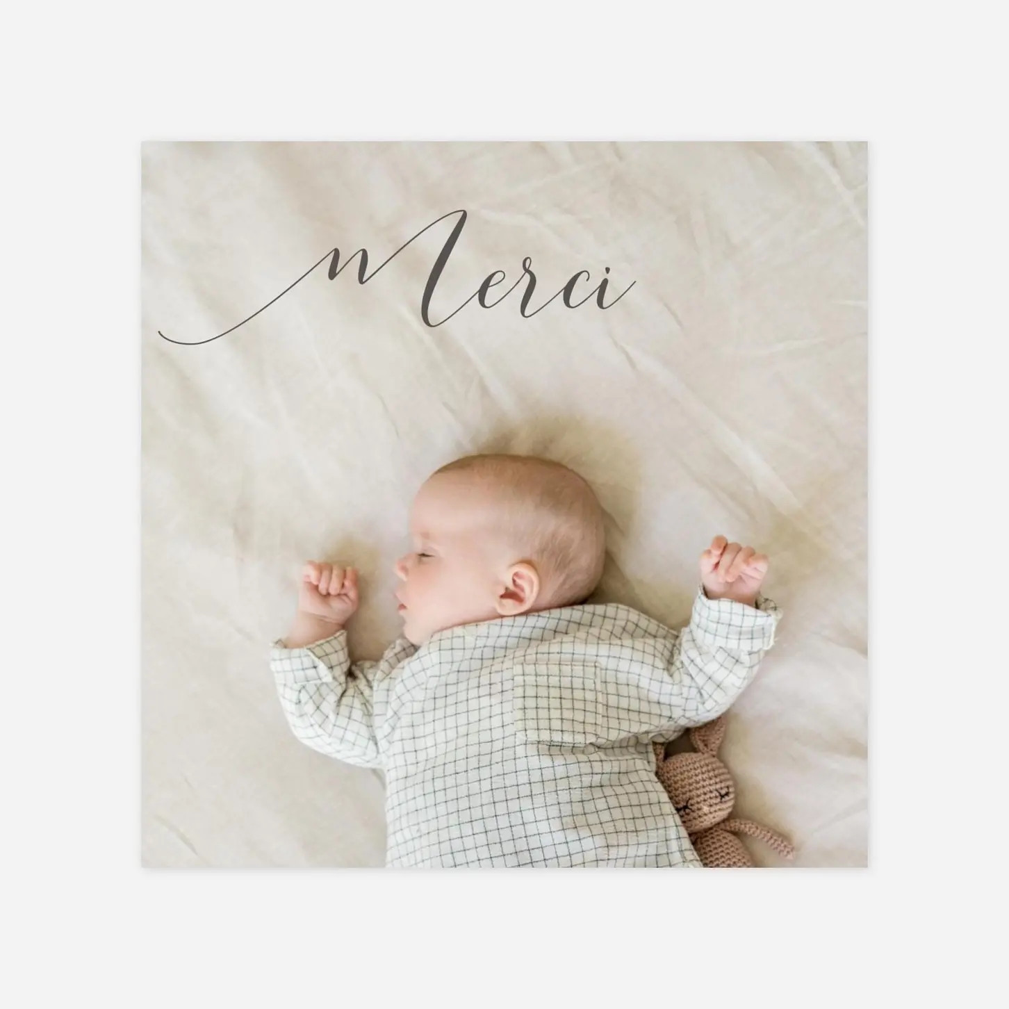 Carte remerciement naissance Calligraphie