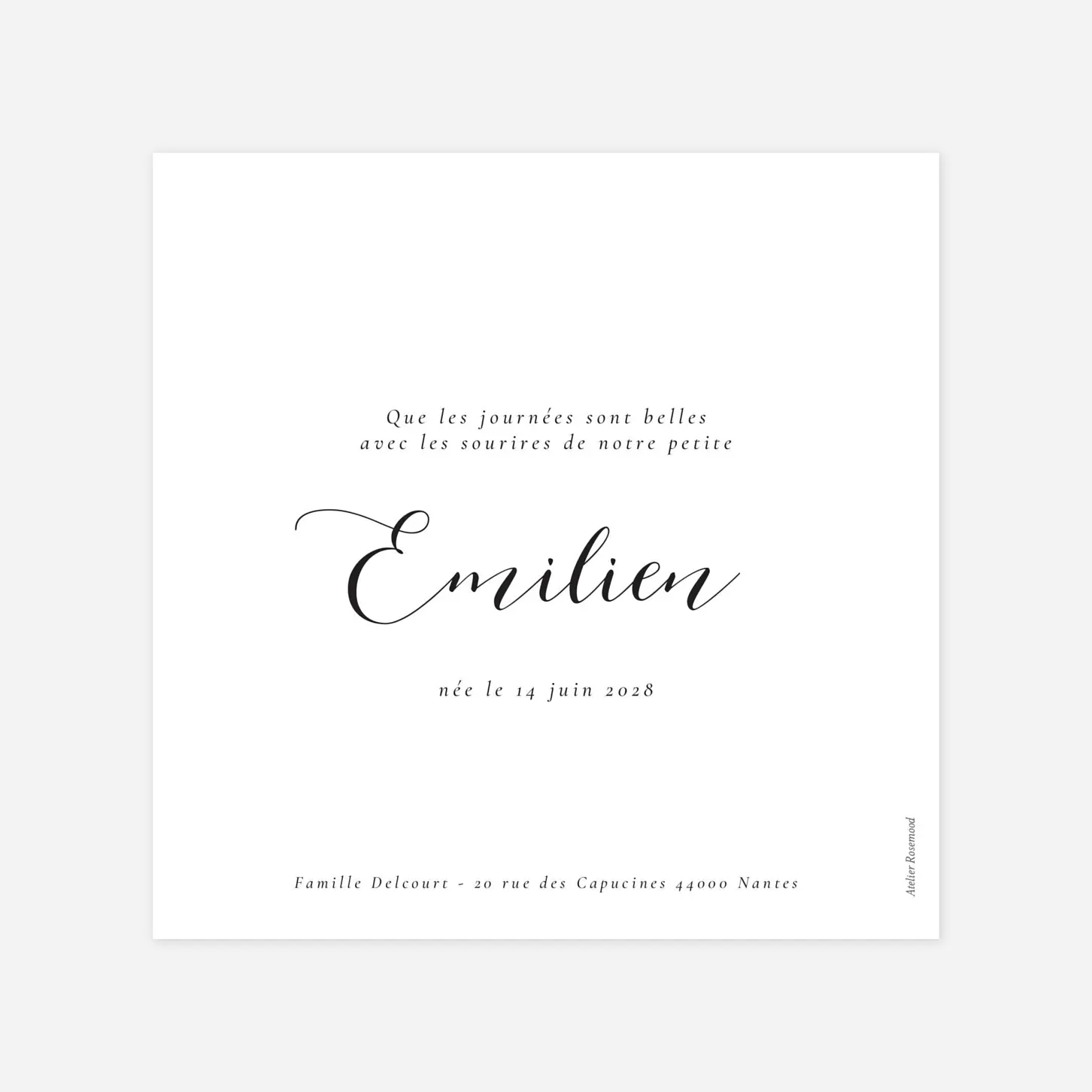 Faire-part naissance Calligraphie