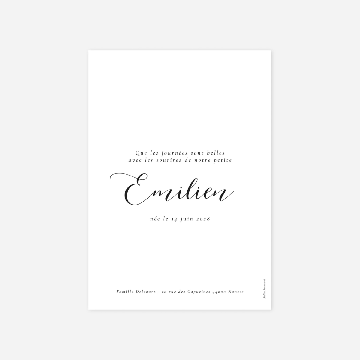 Faire-part naissance Calligraphie