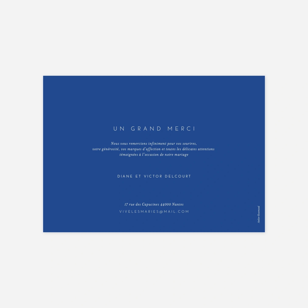Carte de remerciements Calligraphie