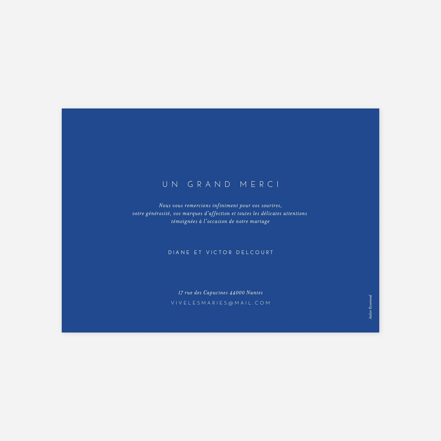 Carte de remerciements Calligraphie