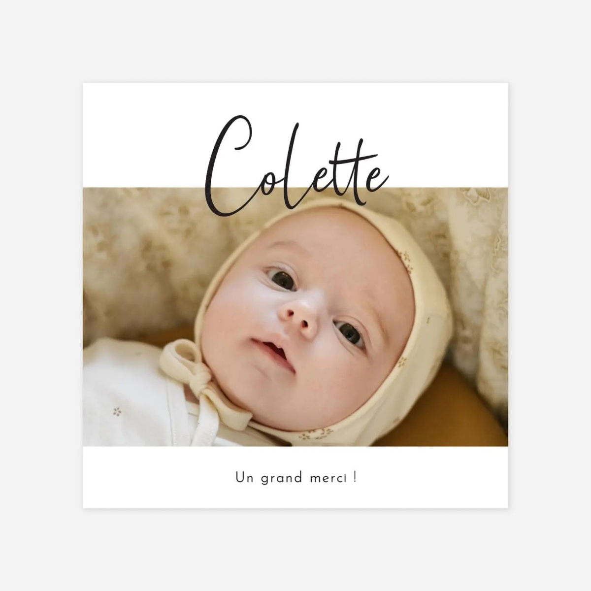 Carte remerciement naissance Candeur