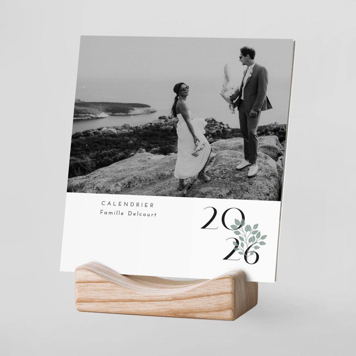 Calendrier photo avec support bois Cartouche végétal