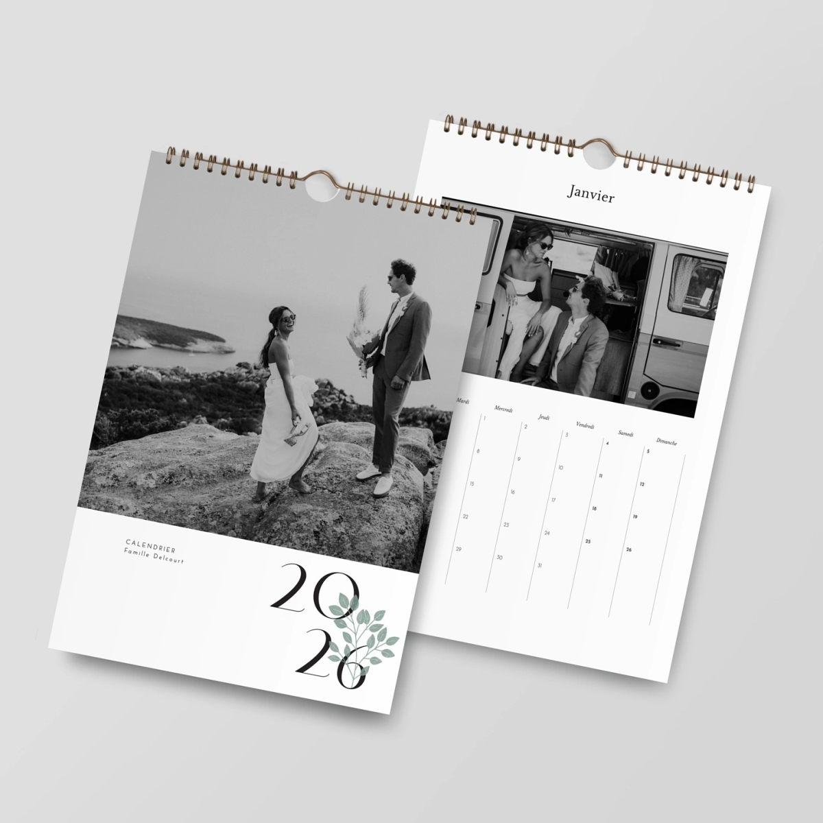 Calendrier mural cases personnalisables Cartouche végétal