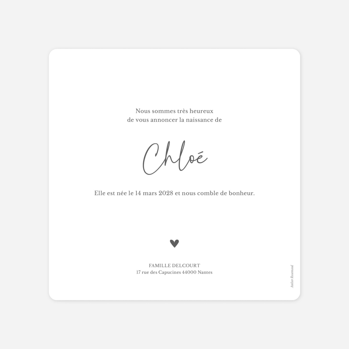 Faire-part naissance Coucou, petit cœur