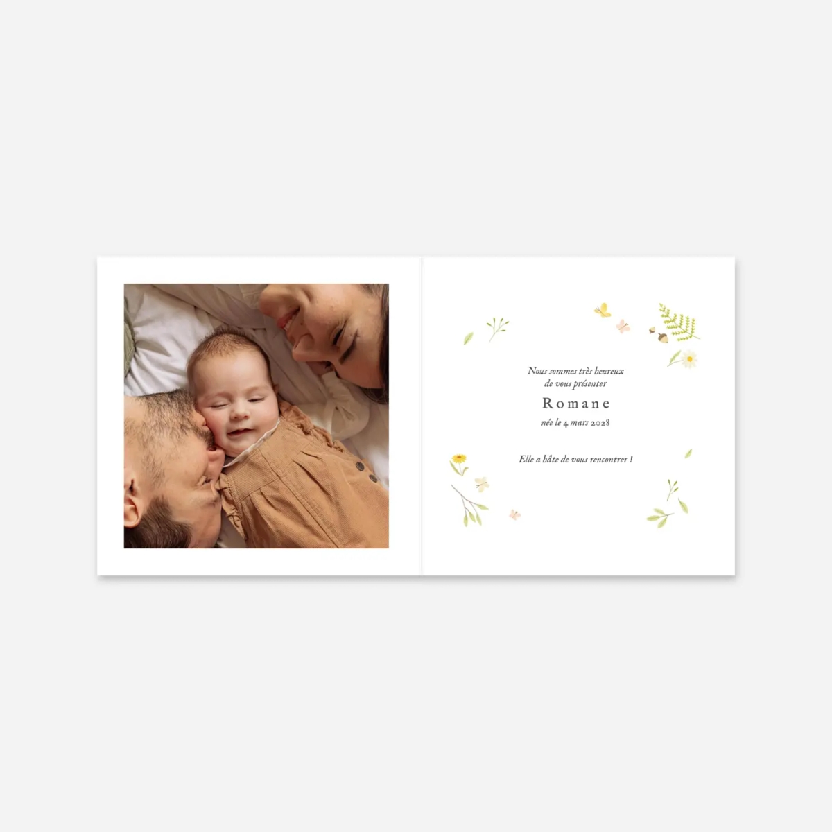 Faire-part naissance Comptine des animaux