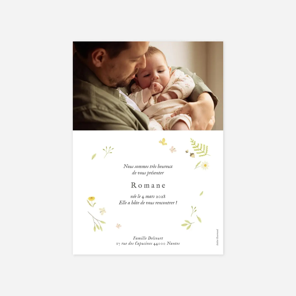 Faire-part naissance Comptine des animaux