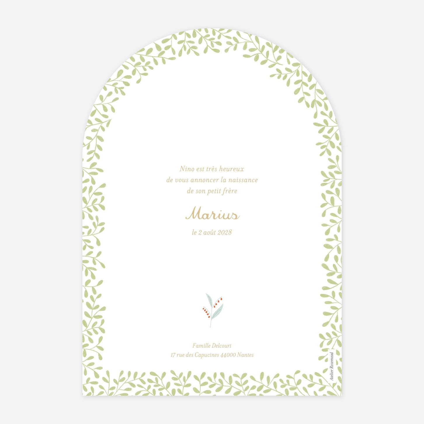 Faire-part naissance Le cottage des animaux