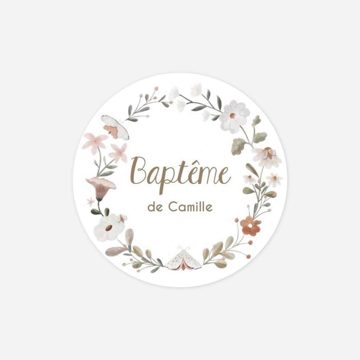 Stickers pour enveloppes baptême Douce clairière