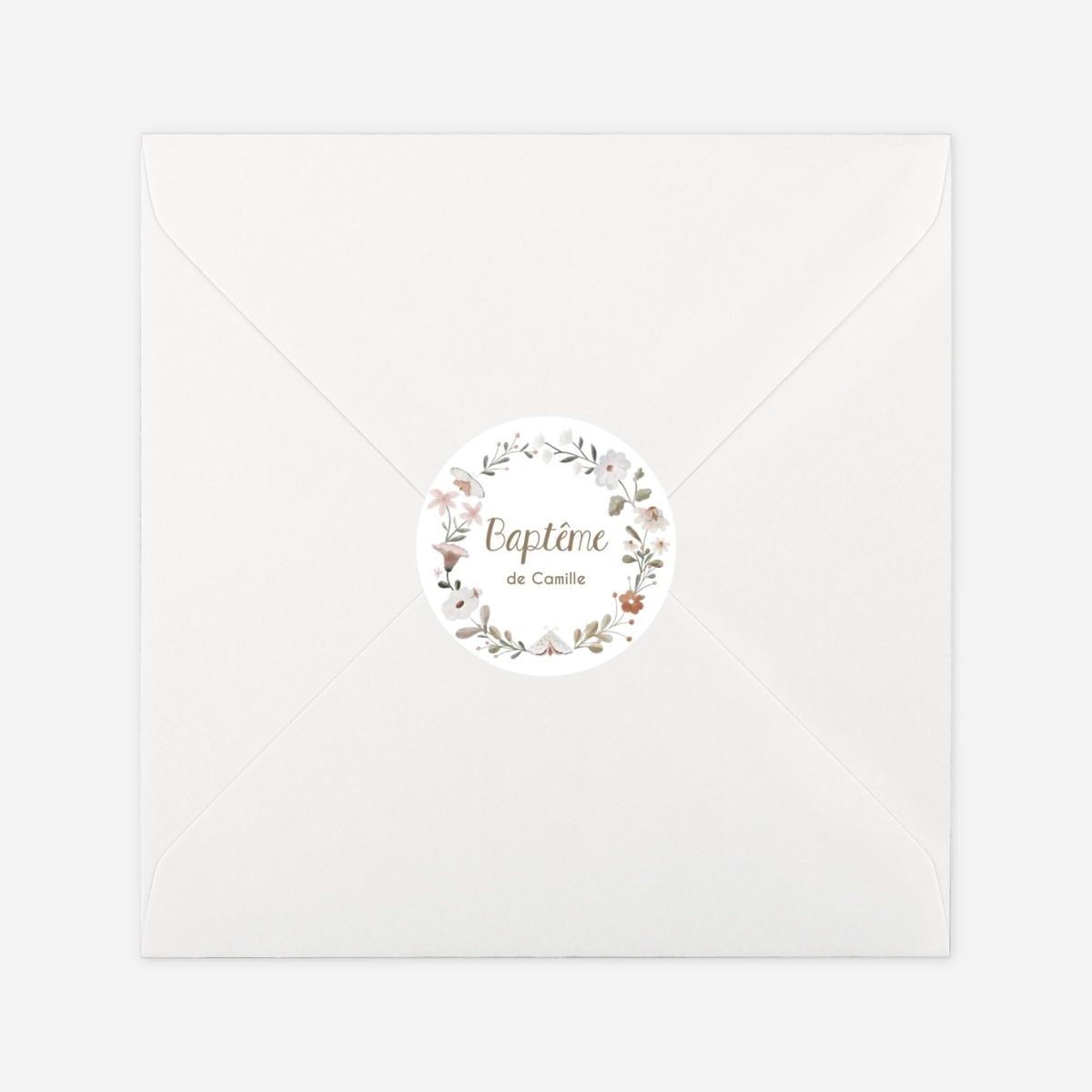 Stickers pour enveloppes baptême Douce clairière
