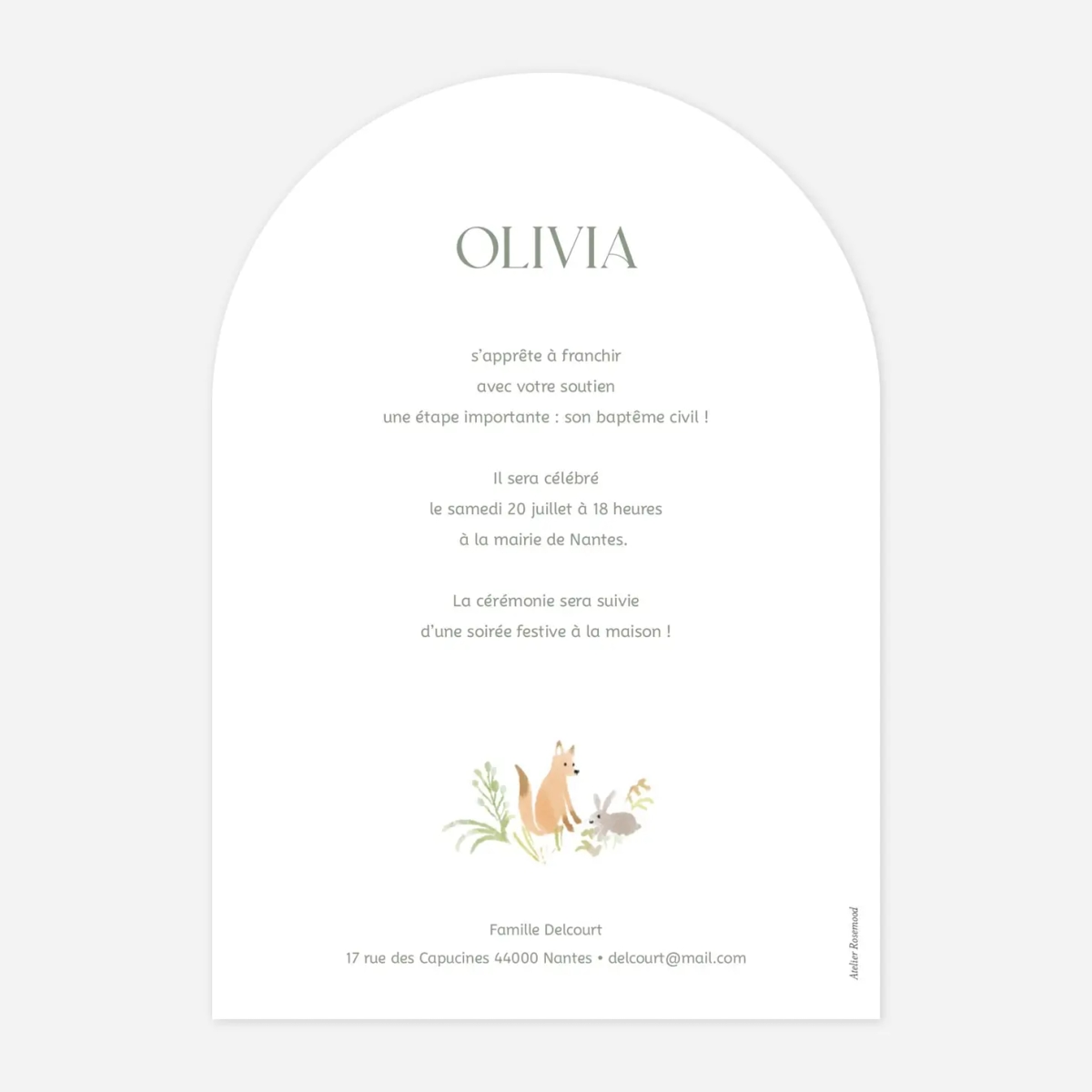 Faire-part baptême Couronne de la forêt