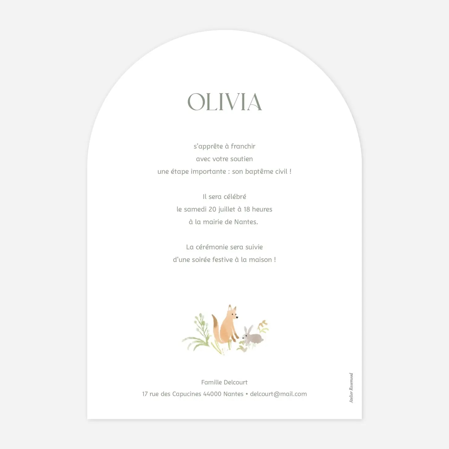 Faire-part baptême Couronne de la forêt