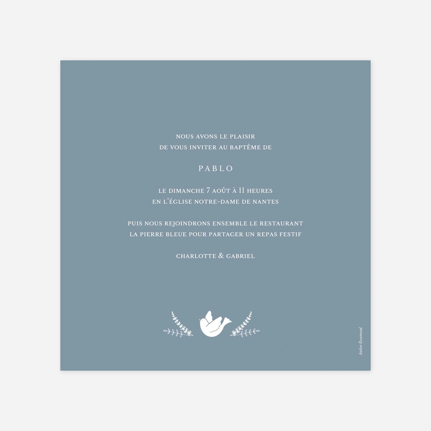 Faire-part baptême Couronne céleste