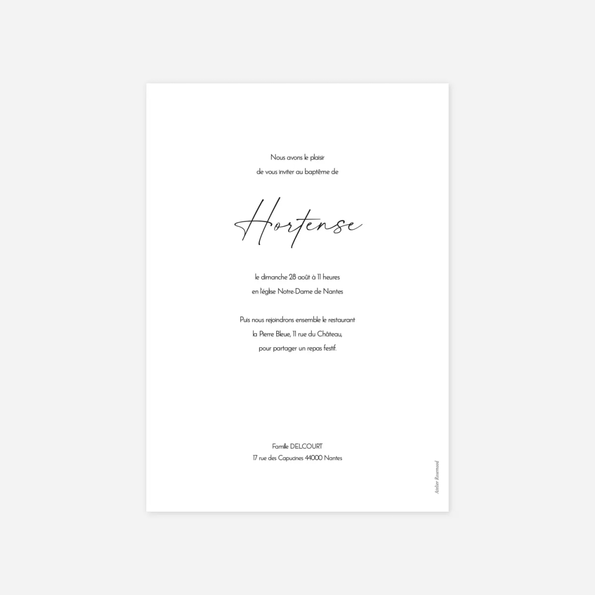 Faire-part baptême Colombe dorée