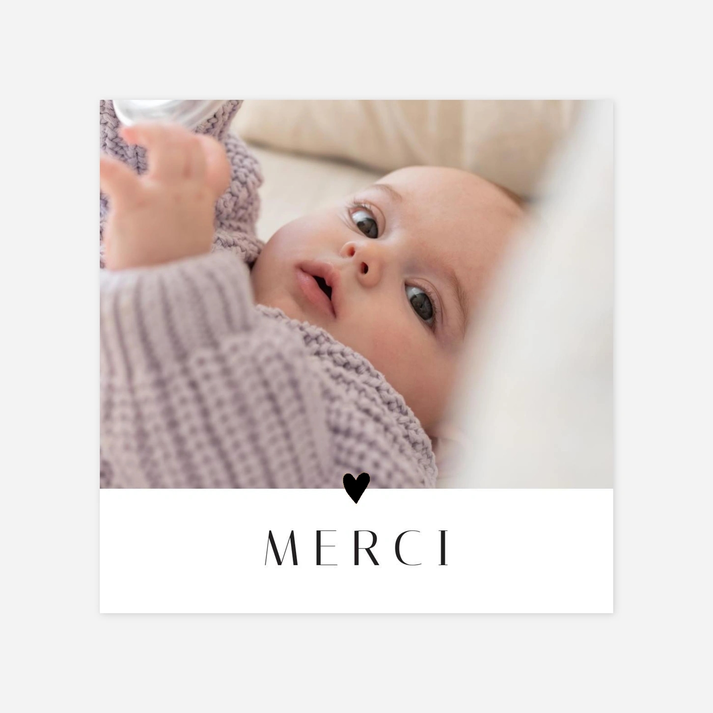 Carte remerciement naissance Merci cœur d'or