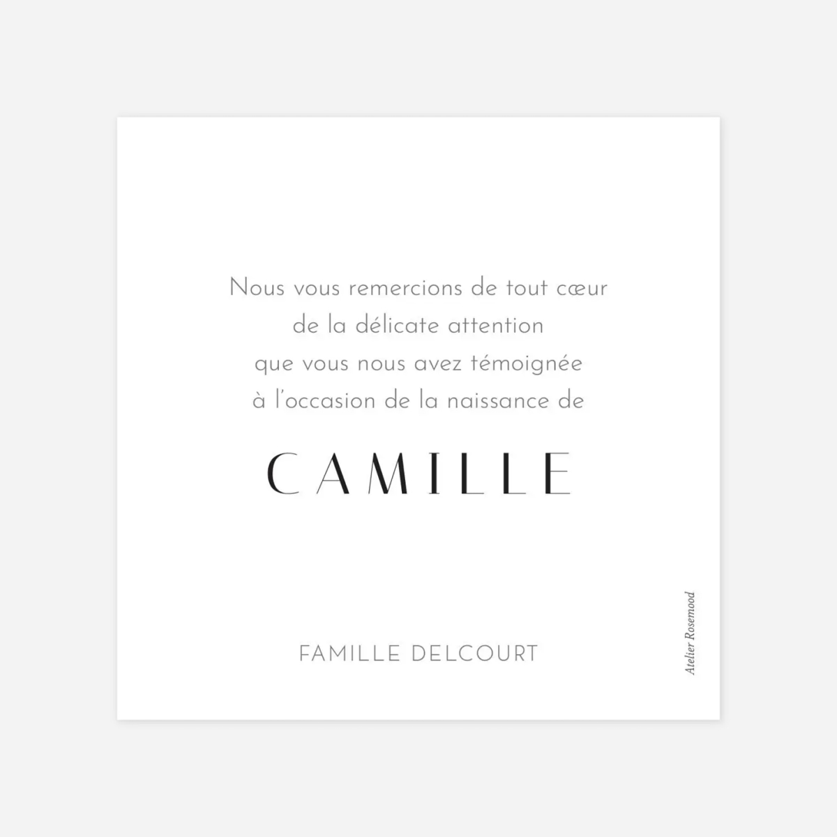 Carte remerciement naissance Merci cœur d'or