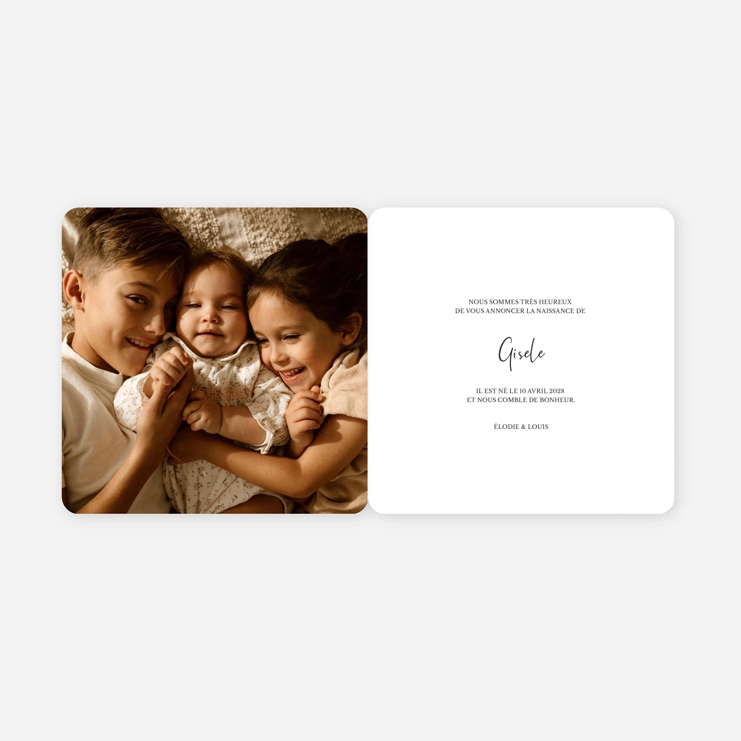 Faire-part naissance Collage du cœur