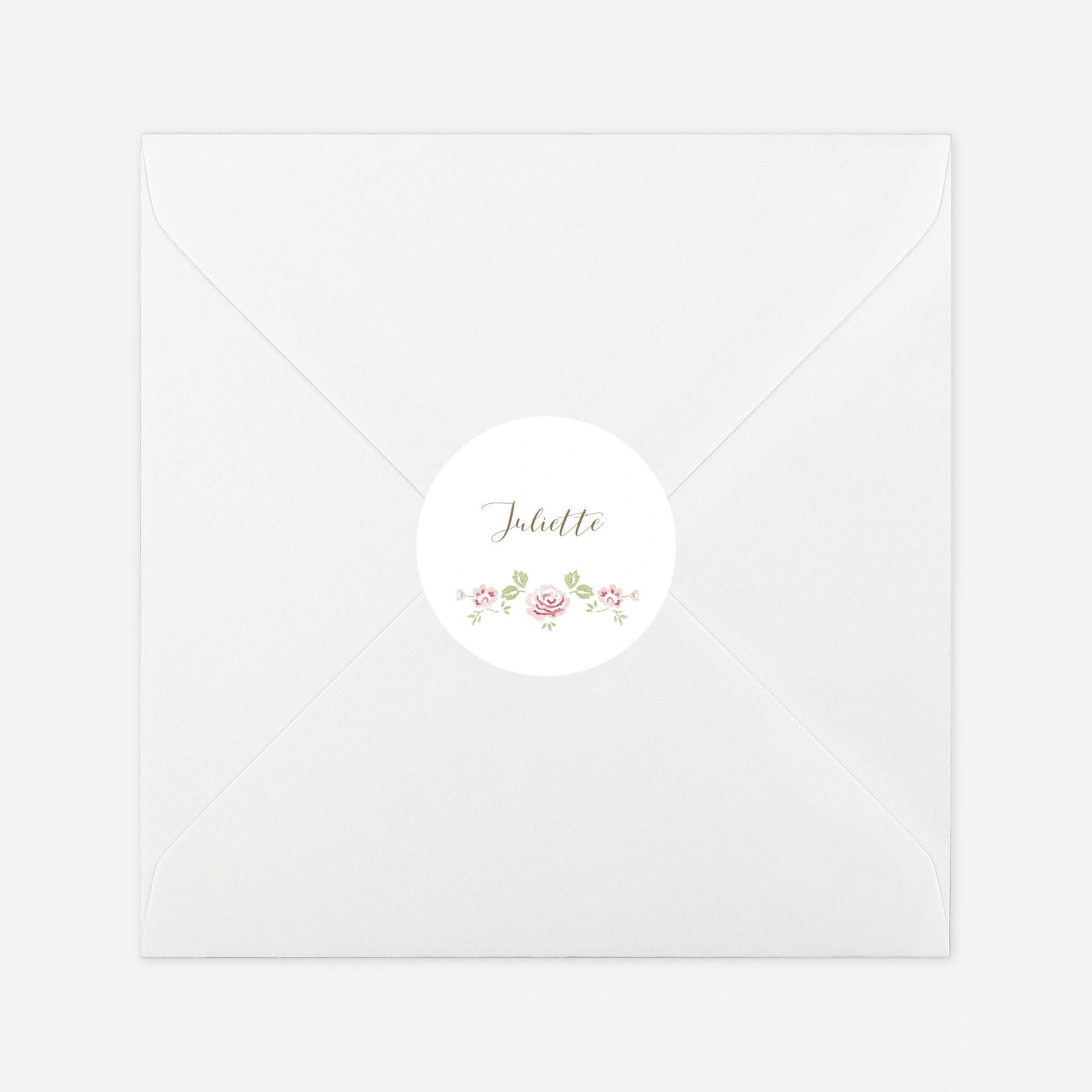 Stickers pour enveloppes baptême Couronne de roses