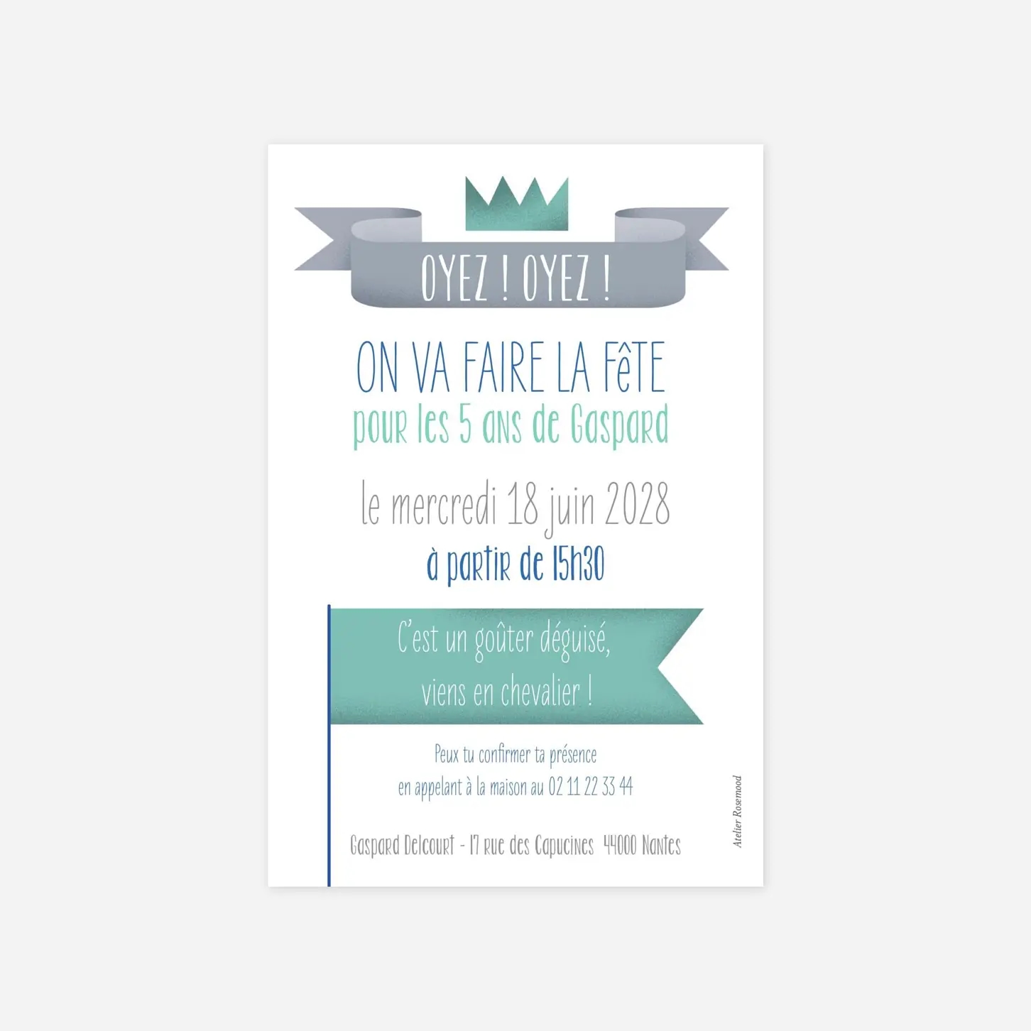 invitation anniversaire enfant Château fort