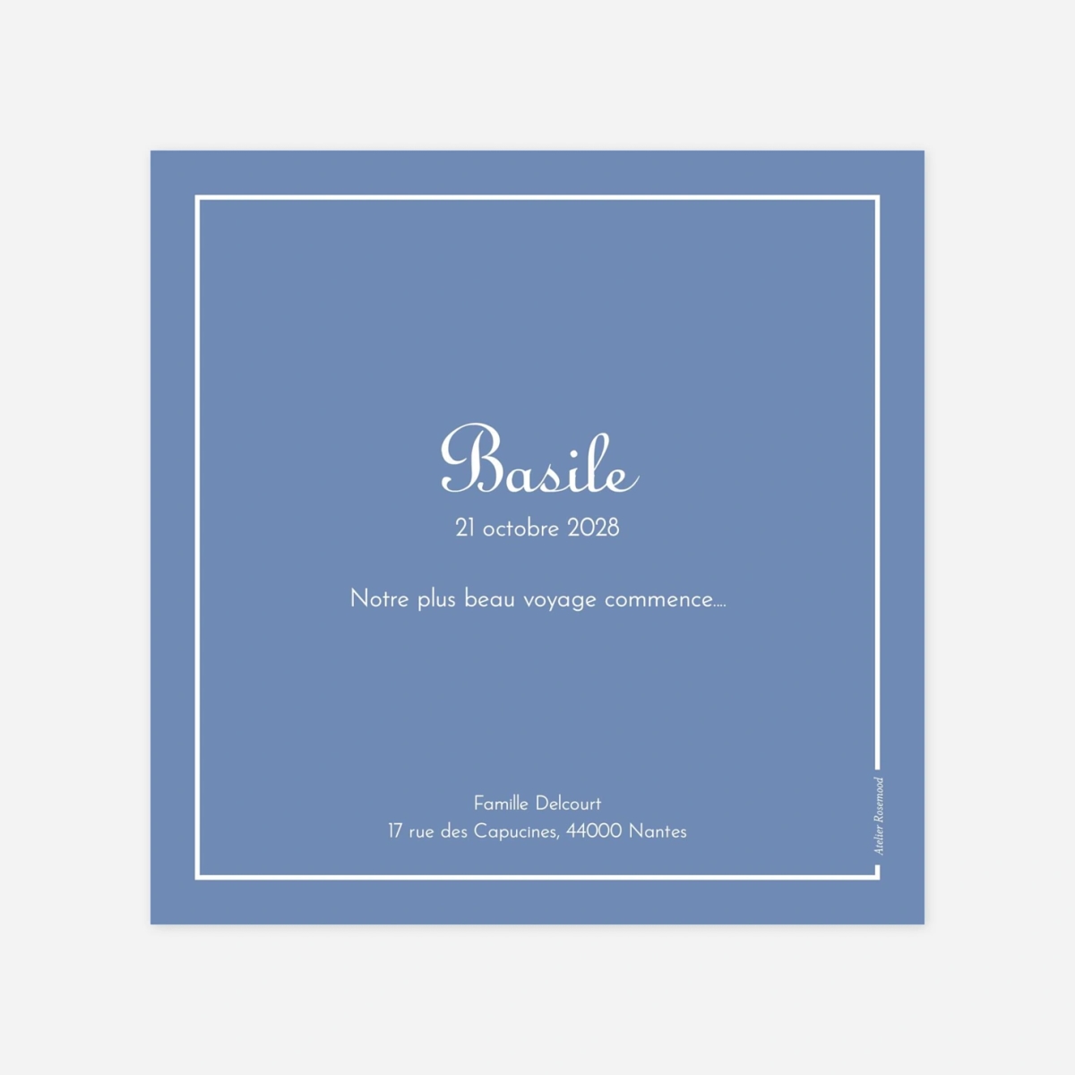 Faire-part naissance Merci classique liseré paysage