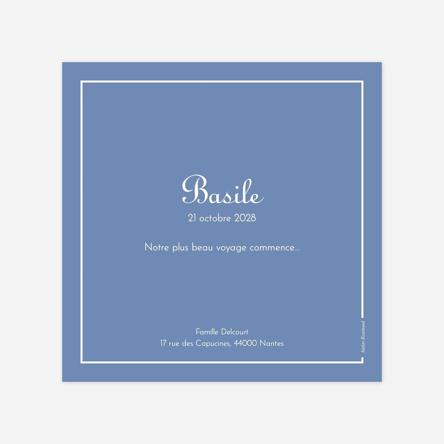 Faire-part naissance Merci classique liseré paysage