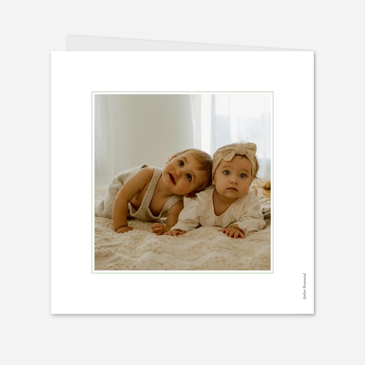 Faire-part naissance Classique liseré jumeaux photos