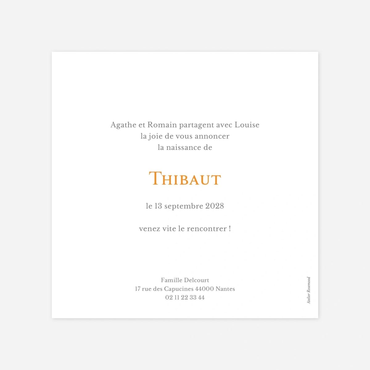 Faire-part naissance Classique 4 photos