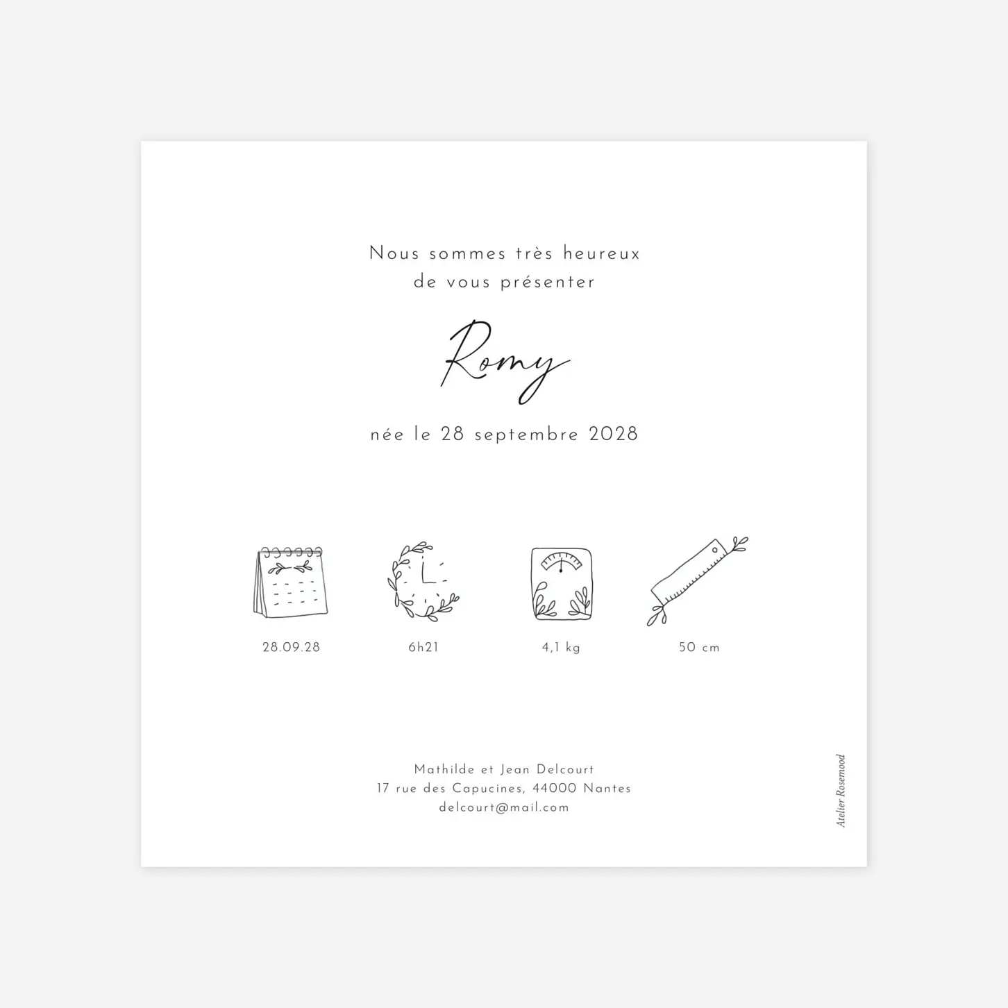 Faire-part naissance Couronne de brindilles