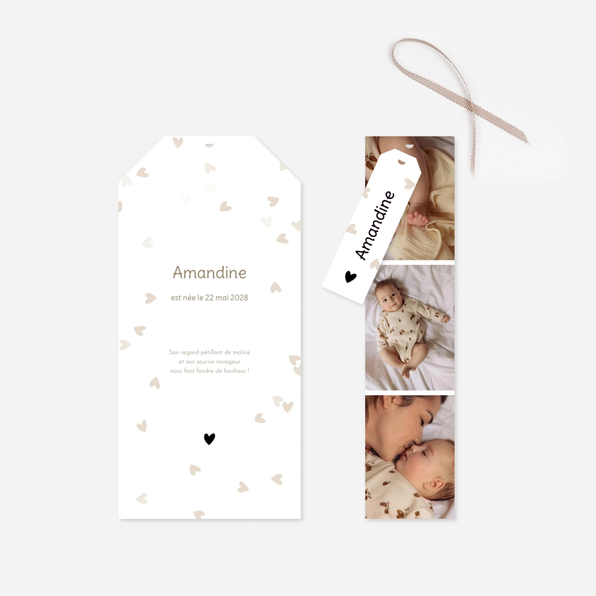 Faire-part naissance Cœurs confettis