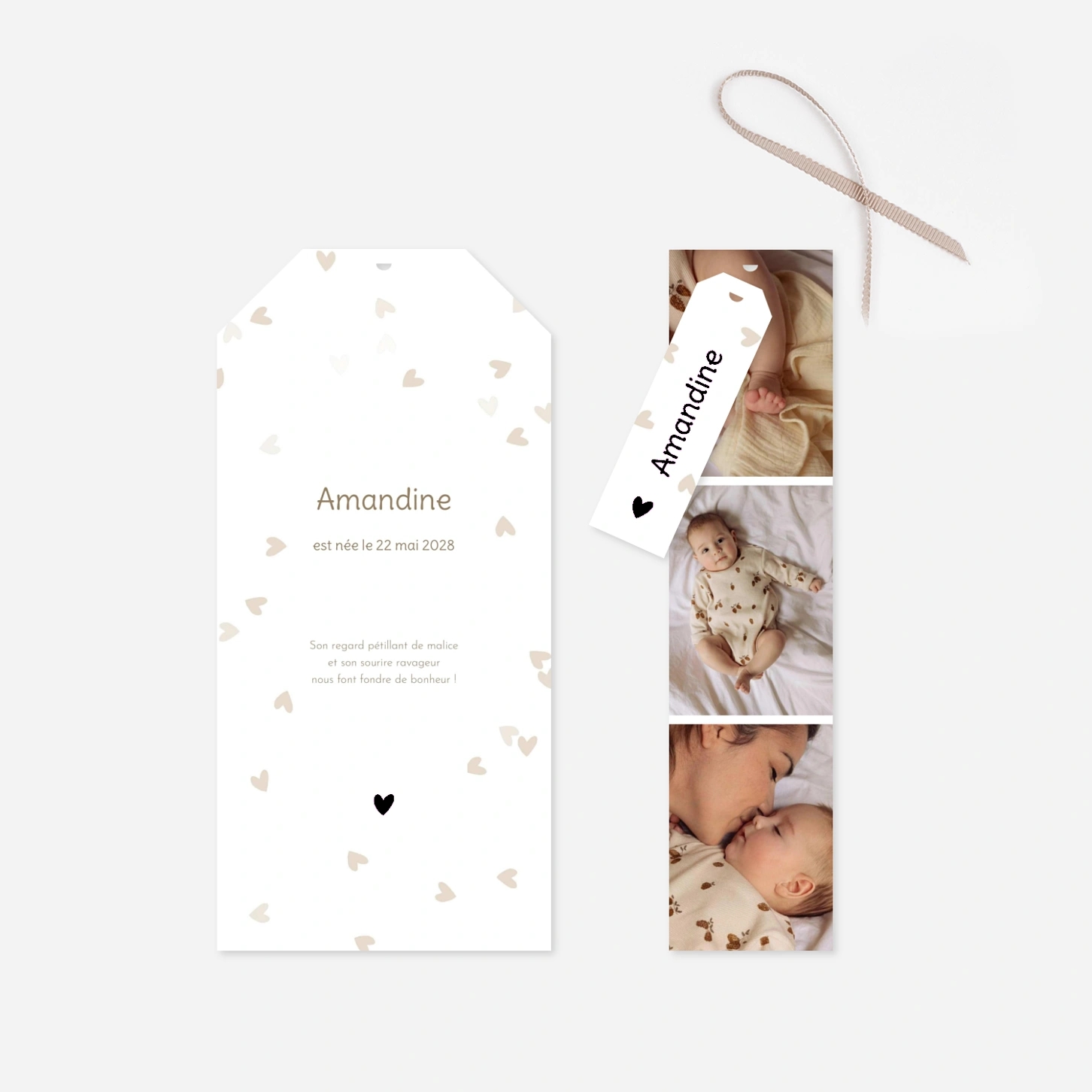 Faire-part naissance Cœurs confettis