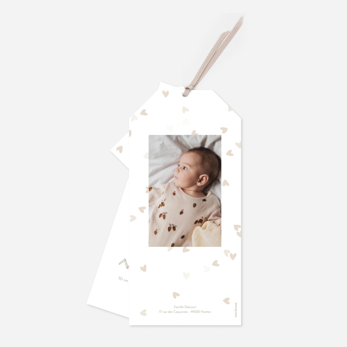 Faire-part naissance Cœurs confettis