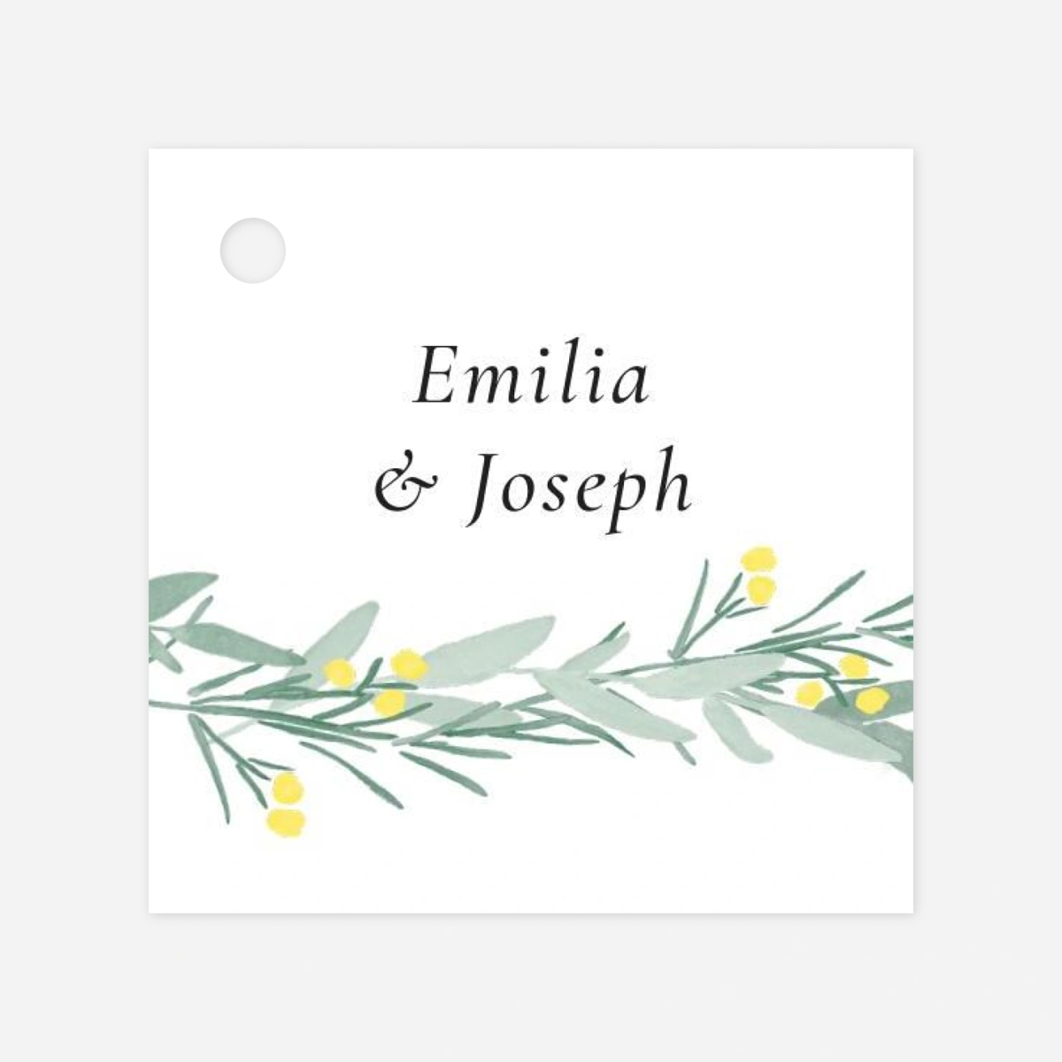 Etiquette perforée mariage Couronne d'eucalyptus