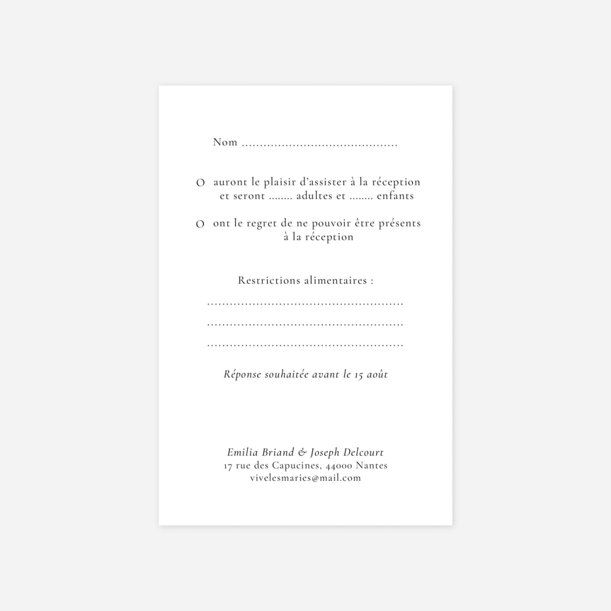 Carton réponse Couronne d'eucalyptus