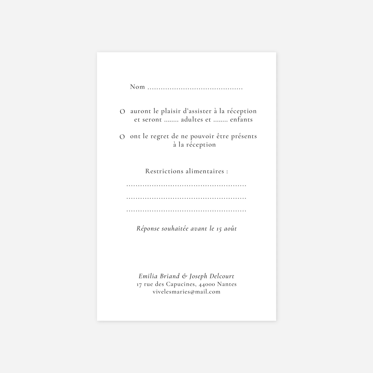 Carton réponse Couronne d'eucalyptus