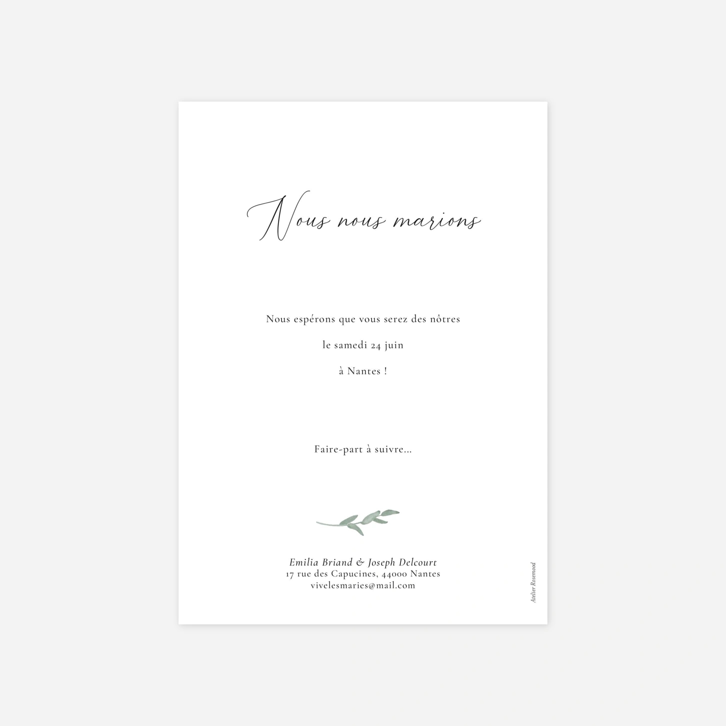 Save the date Couronne d'eucalyptus