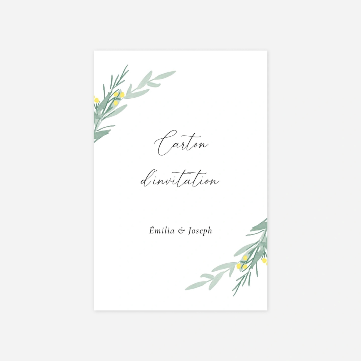 Carton d'invitation Couronne d'eucalyptus