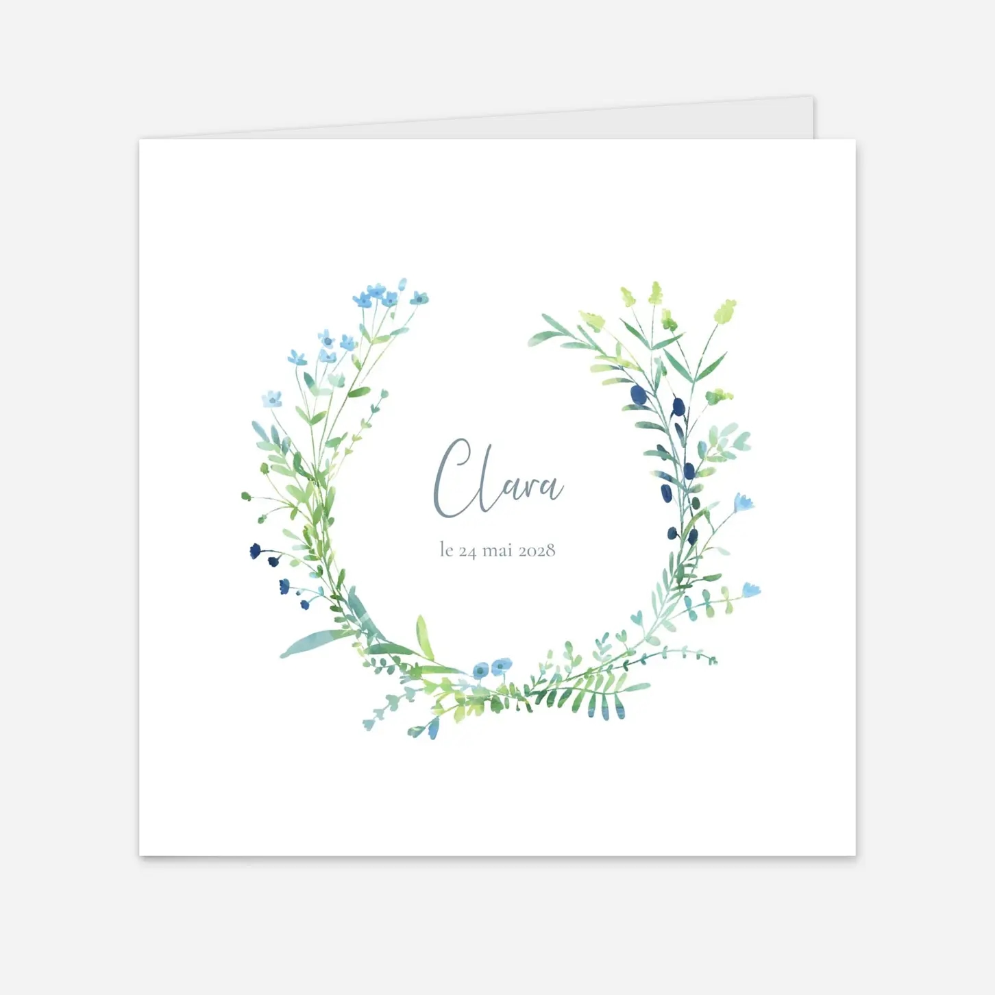Faire-part naissance Couronne florale