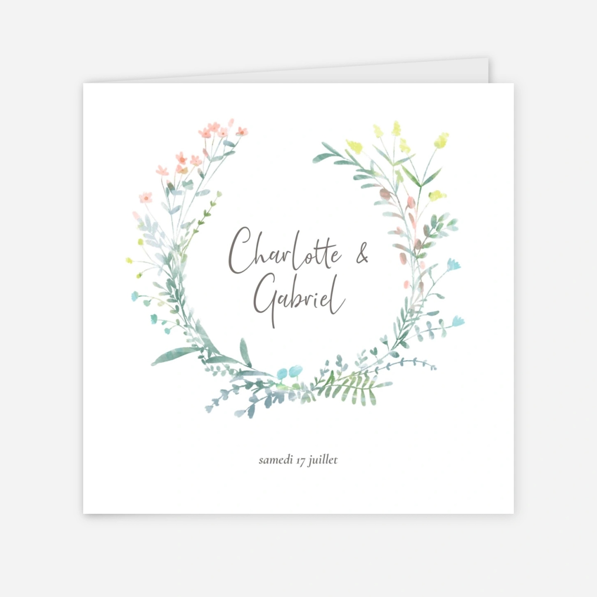 Faire-part mariage Couronne florale