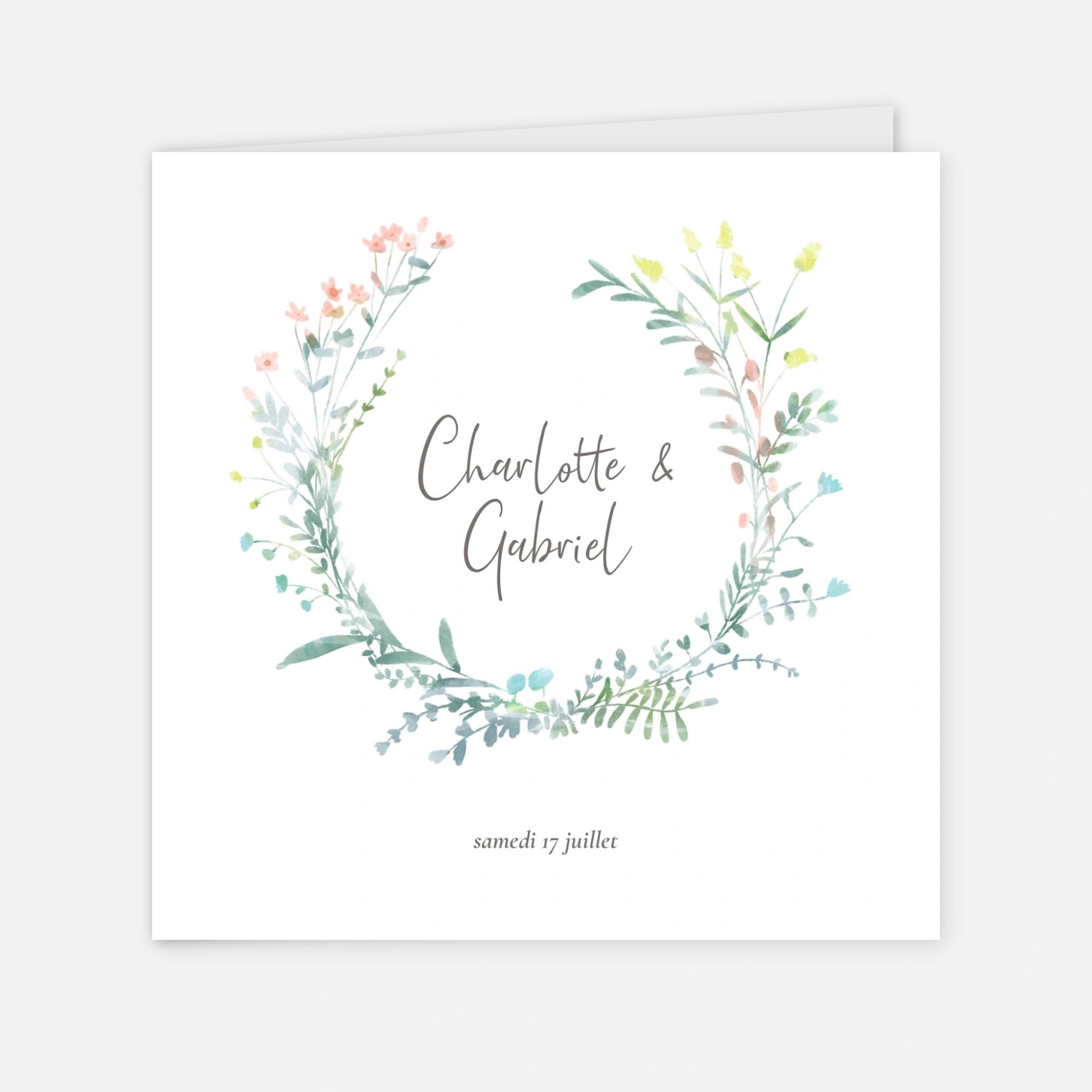 Faire-part mariage Couronne florale