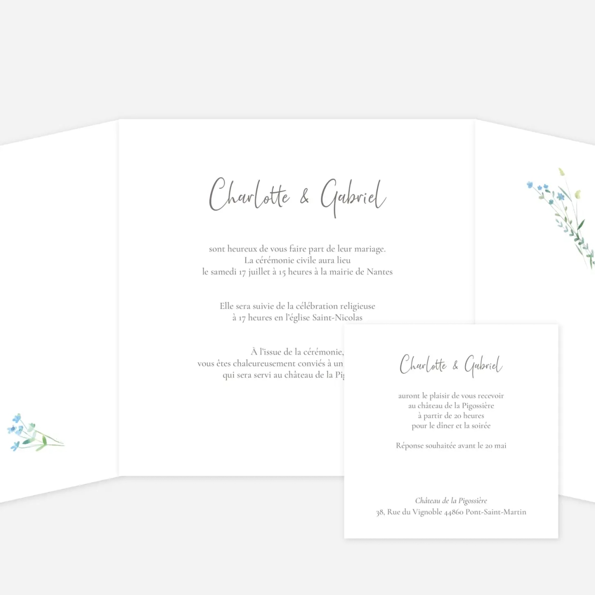 Faire-part mariage Couronne florale