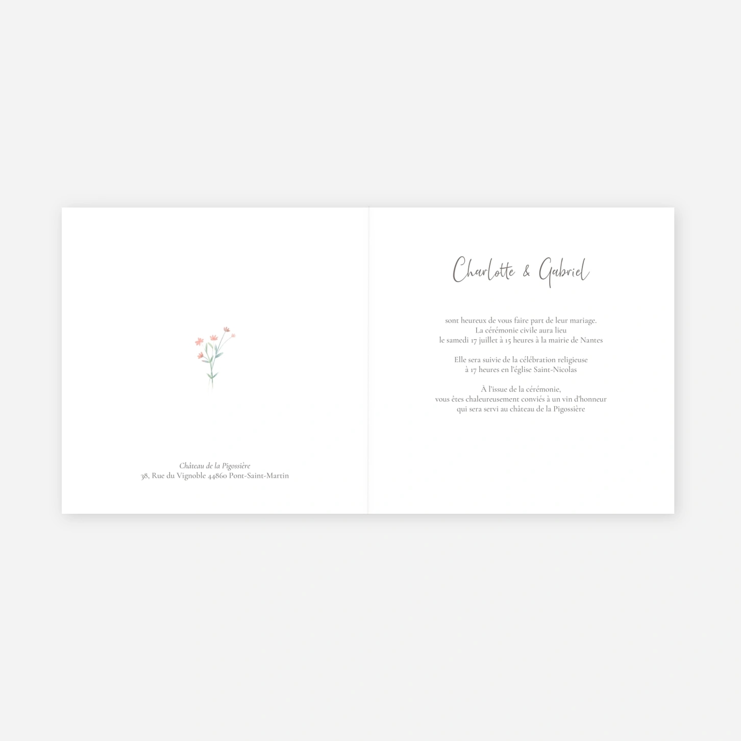 Faire-part mariage Couronne florale