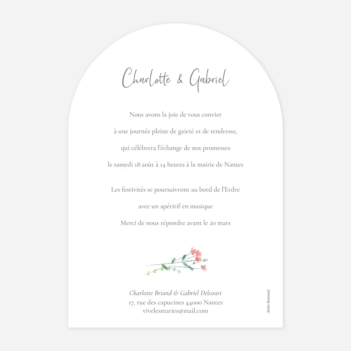 Faire-part mariage Couronne florale