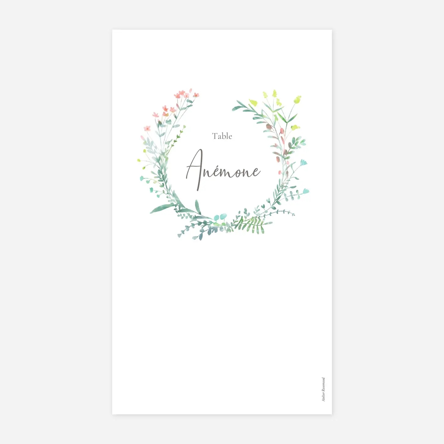 Marque-table mariage Couronne florale