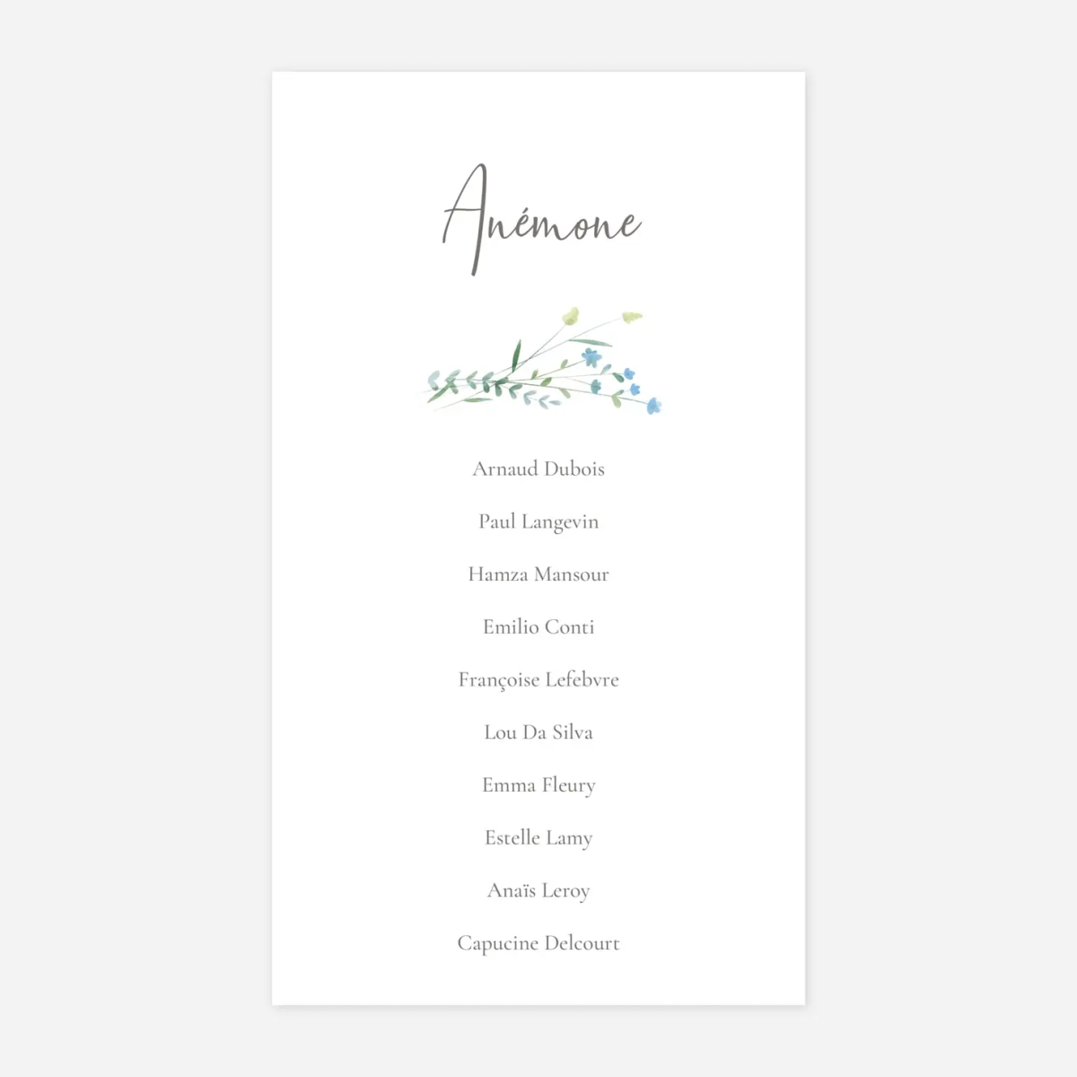 Nom de table mariage Couronne florale