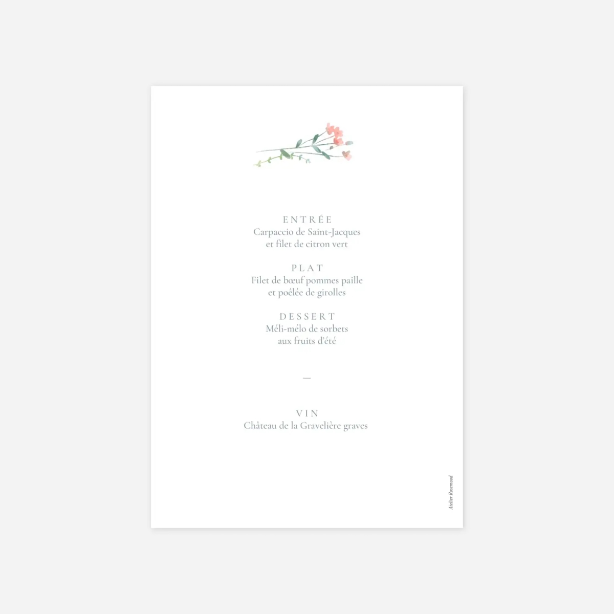 Menu baptême Couronne florale II